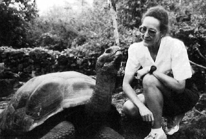 Chantal Blanton with giant tortoise