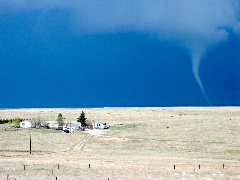 A tornado bears down on Long-term experimental plots 