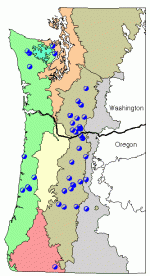 This map depicts the locations of long-term vegetation study plots
