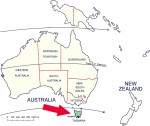 Location of Tasmania in relation to Australia