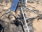 Fire damage to a solar panel, sensor cables and battery box 