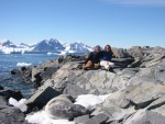 Mary Turnipseed and Callie Raulfs enjoying the Antarctic summer