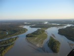 Aerial view of the braided Tanana River