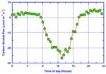 Figure 4. Diurnal patterns of carbon dioxide fluxes for the mangrove forest in t