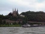 A church near Linz, Germany, as viewed from the Rhine River.