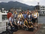 The group at the research vessel dock, Lake Biwa