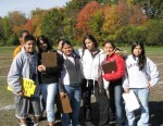 Groups of multicultural (bilingual) students collect data